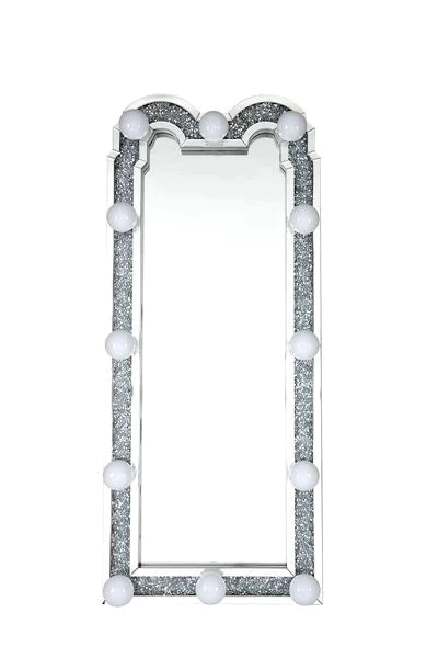 Noralie Mirrored & Faux Diamonds Accent Floor Mirror Model 97985 By ACME Furniture