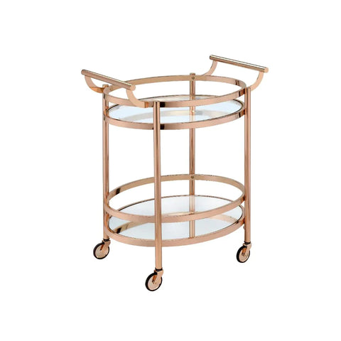 Lakelyn Rose Gold & Clear Glass Serving Cart Model 98192 By ACME Furniture