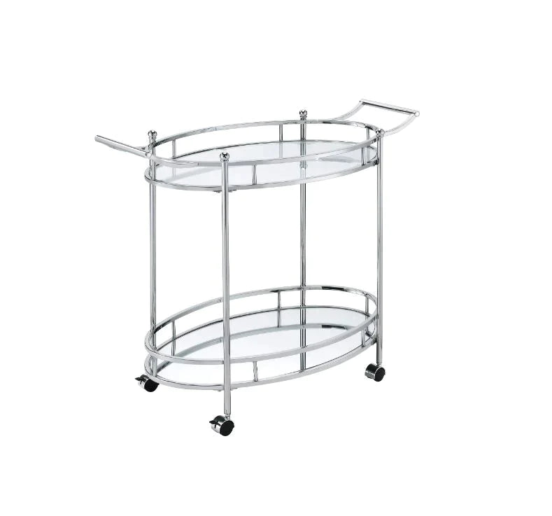 Jinx Clear Glass & Chrome Finish Serving Cart Model 98216 By ACME Furniture