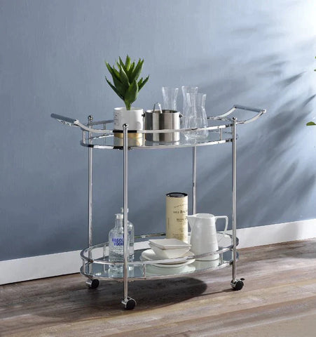 Jinx Clear Glass & Chrome Finish Serving Cart Model 98216 By ACME Furniture