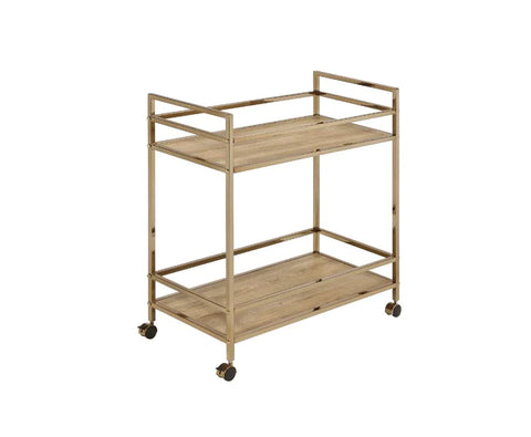 Barb Natural & Champagne Finish Serving Cart Model 98218 By ACME Furniture