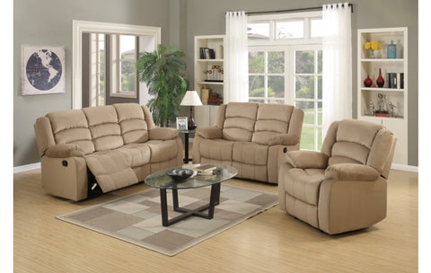 9824 Beige Microfiber Fabric Reclining Sofa SetModel:  9824-BEIGE