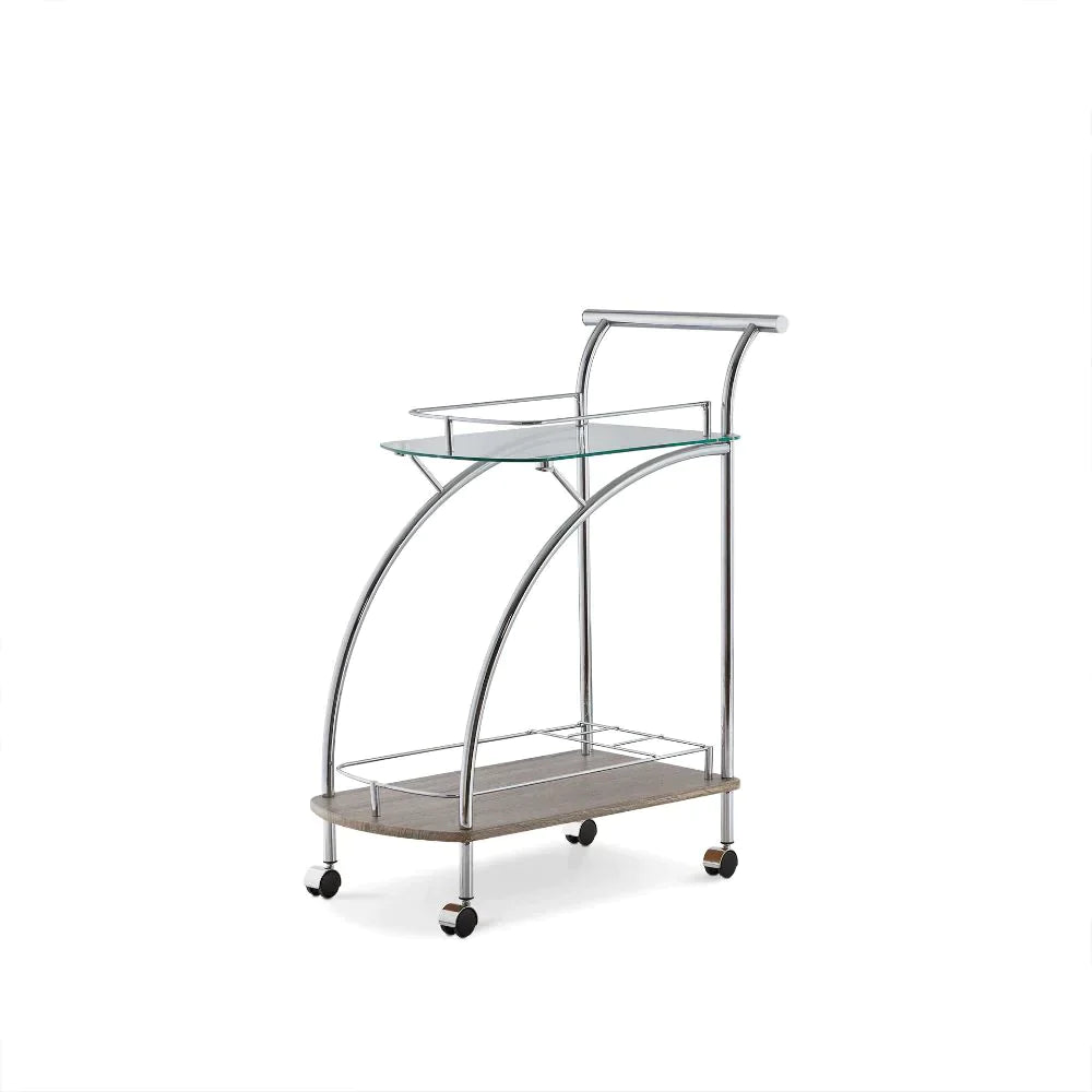 Badin Chrome & Clear Glass Serving Cart Model 98272 By ACME Furniture