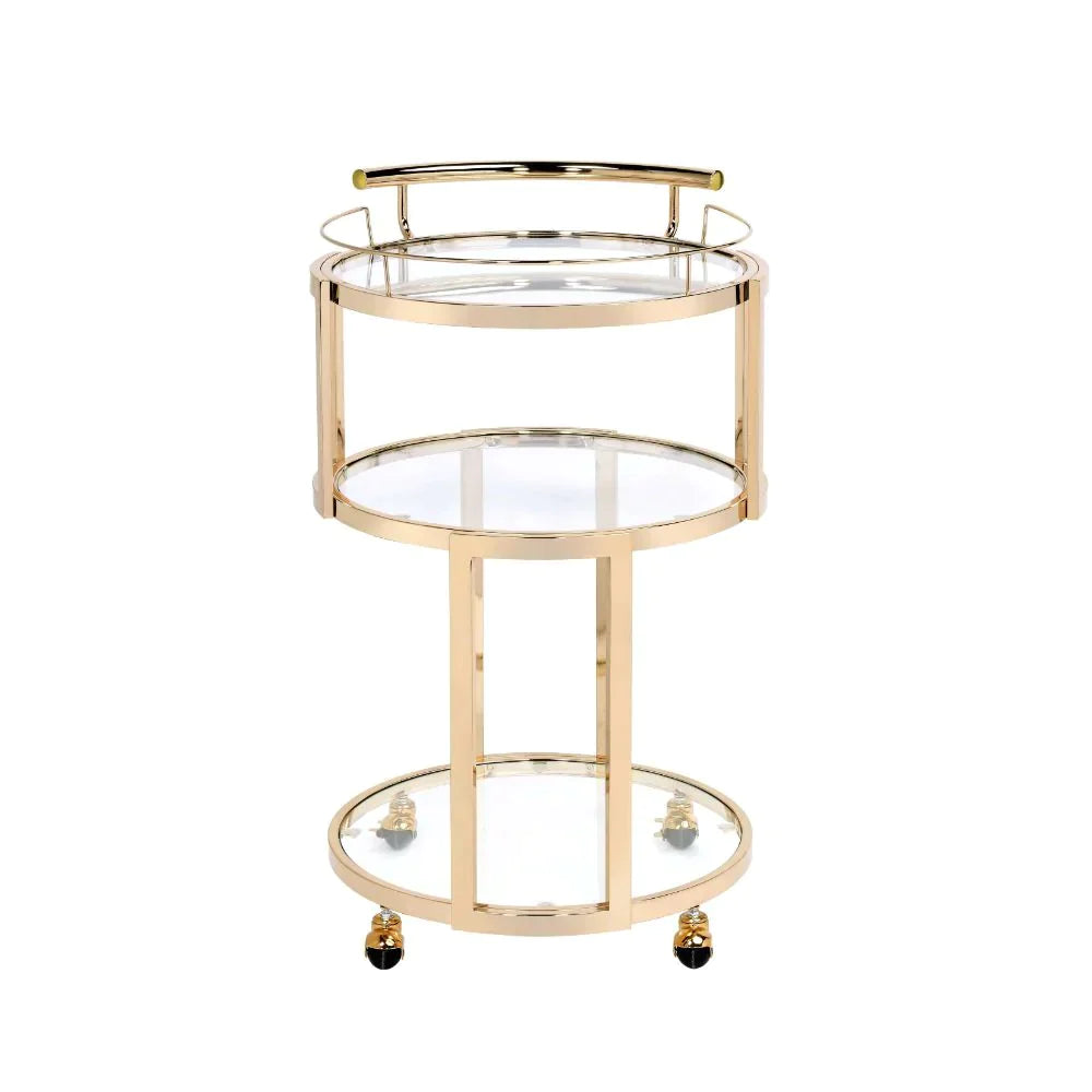 Madelina Gold & Clear Glass Serving Cart Model 98286 By ACME Furniture