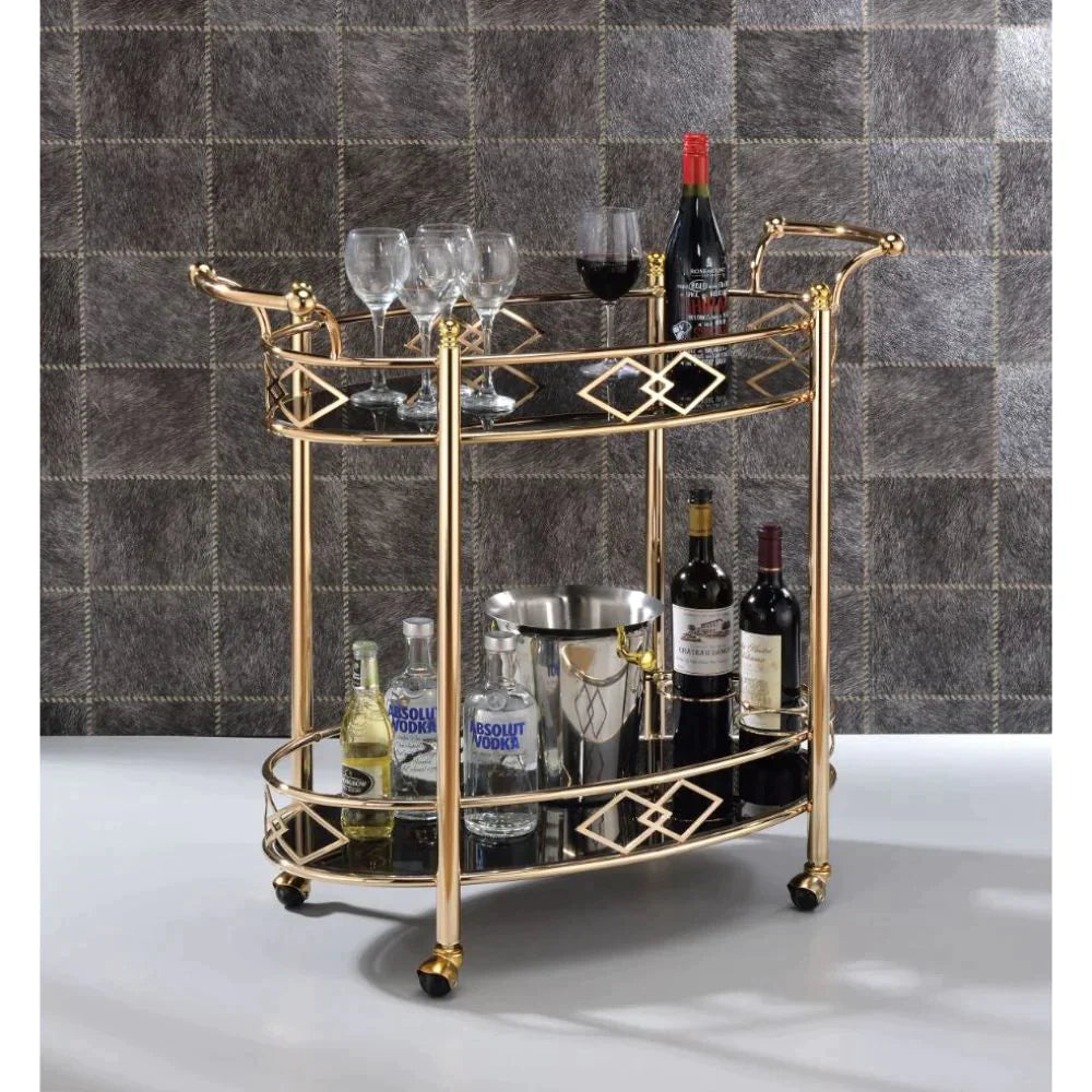 Ottesen Gold & Black Glass Serving Cart Model 98351 By ACME Furniture