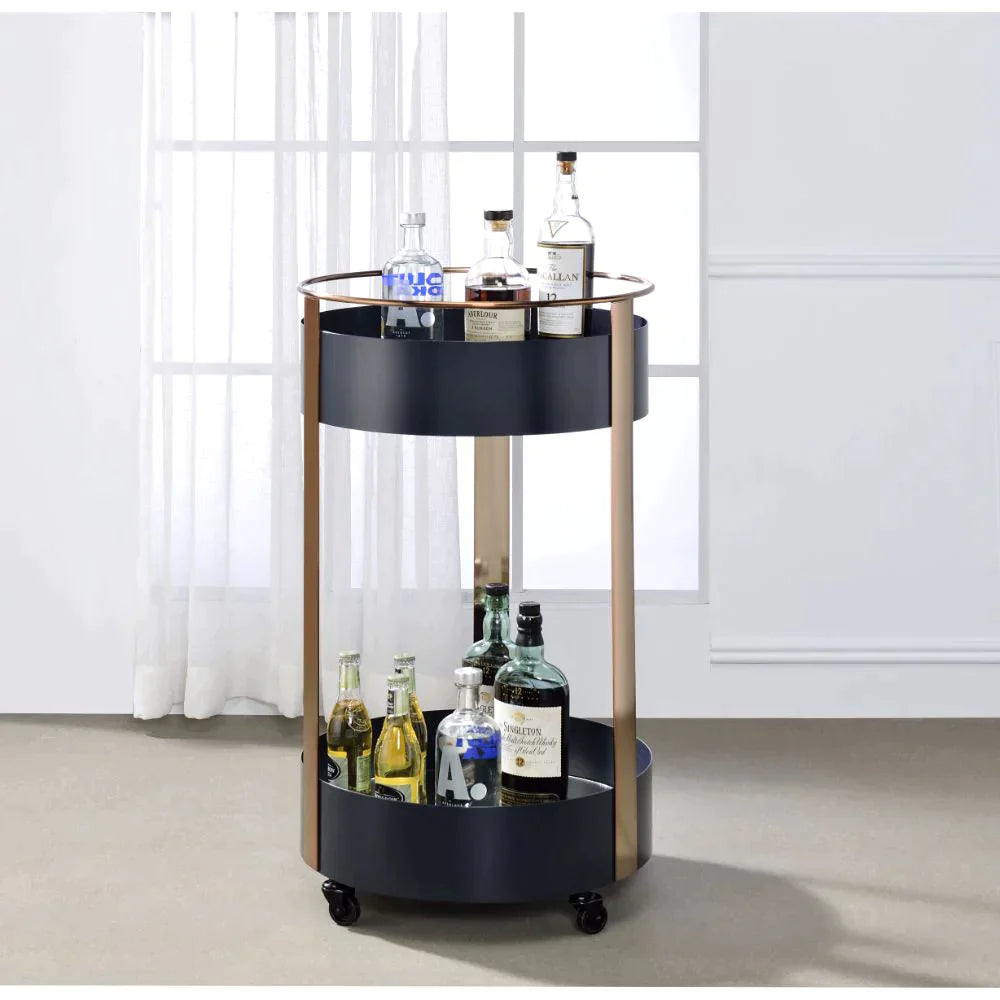 Narrel Onyx & Copper Serving Cart Model 98405 By ACME Furniture