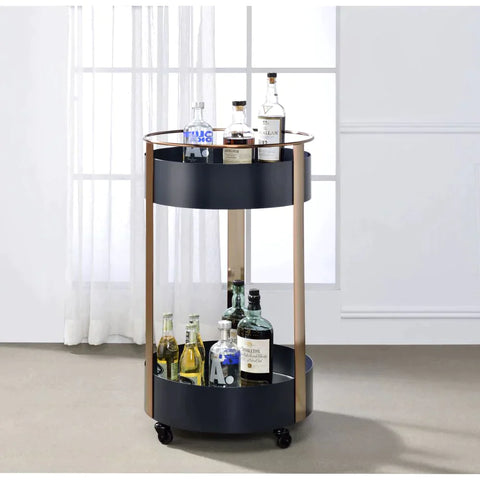Narrel Onyx & Copper Serving Cart Model 98405 By ACME Furniture