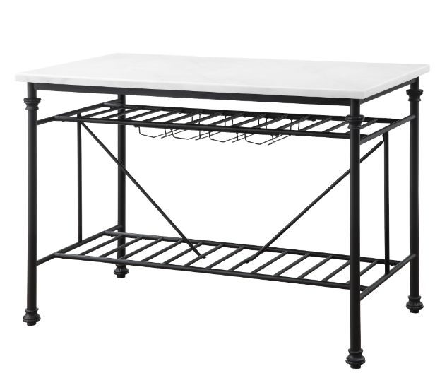 ACME Mera White Marble Top & Gray Finish Mera Kitchen Island Model 98944