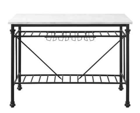 Mera White Marble & Gray Finish Kitchen Island Model 98944 By ACME Furniture