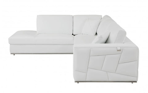 998 DivanItalia White Left Arm Facing Sectional – Top Grain Italian LeatherModel:  998-WHITE-LAF-SECT