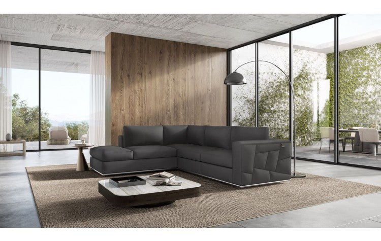 998 DivanItalia Dark Gray Left Arm Facing Sectional – Top Grain Italian LeatherModel:  998-DK_GRAY-LAF-SECT