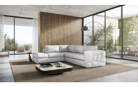 998 DivanItalia White Left Arm Facing Sectional – Top Grain Italian LeatherModel:  998-WHITE-LAF-SECT