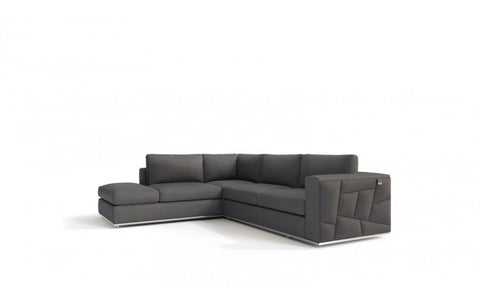 998 DivanItalia Dark Gray Left Arm Facing Sectional – Top Grain Italian LeatherModel:  998-DK_GRAY-LAF-SECT