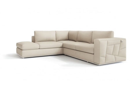 998 DivanItalia Cream Left Arm Facing Sectional – Top Grain Italian LeatherModel:  998-BEIGE-LAF-SECT
