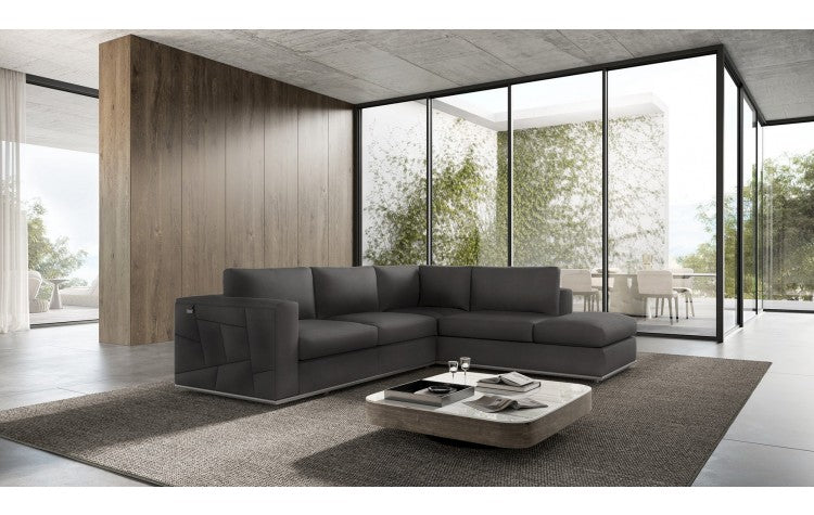 998 DivanItalia Dark Gray Right Arm Facing Sectional – Top Grain Italian LeatherModel:  998-DK_GRAY-RAF-SECT