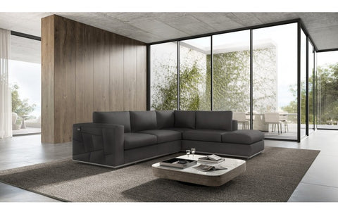 998 DivanItalia Dark Gray Right Arm Facing Sectional – Top Grain Italian LeatherModel:  998-DK_GRAY-RAF-SECT