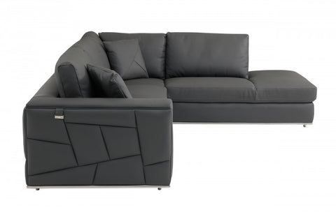 998 DivanItalia Dark Gray Right Arm Facing Sectional – Top Grain Italian LeatherModel:  998-DK_GRAY-RAF-SECT