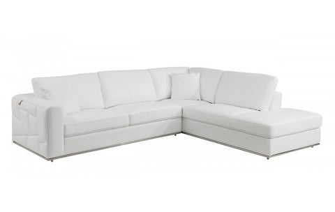 998 DivanItalia White Right Arm Facing Sectional – Top Grain Italian LeatherModel:  998-WHITE-RAF-SECT