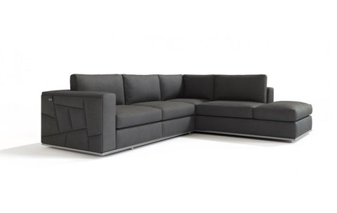 998 DivanItalia Dark Gray Right Arm Facing Sectional – Top Grain Italian LeatherModel:  998-DK_GRAY-RAF-SECT