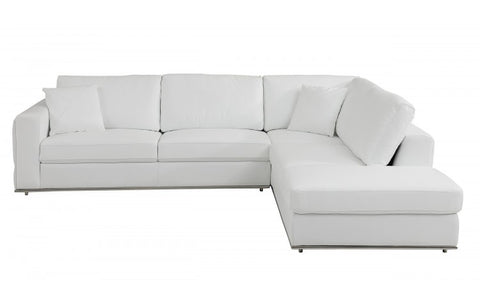 998 DivanItalia White Right Arm Facing Sectional – Top Grain Italian LeatherModel:  998-WHITE-RAF-SECT