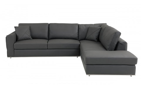 998 DivanItalia Dark Gray Right Arm Facing Sectional – Top Grain Italian LeatherModel:  998-DK_GRAY-RAF-SECT