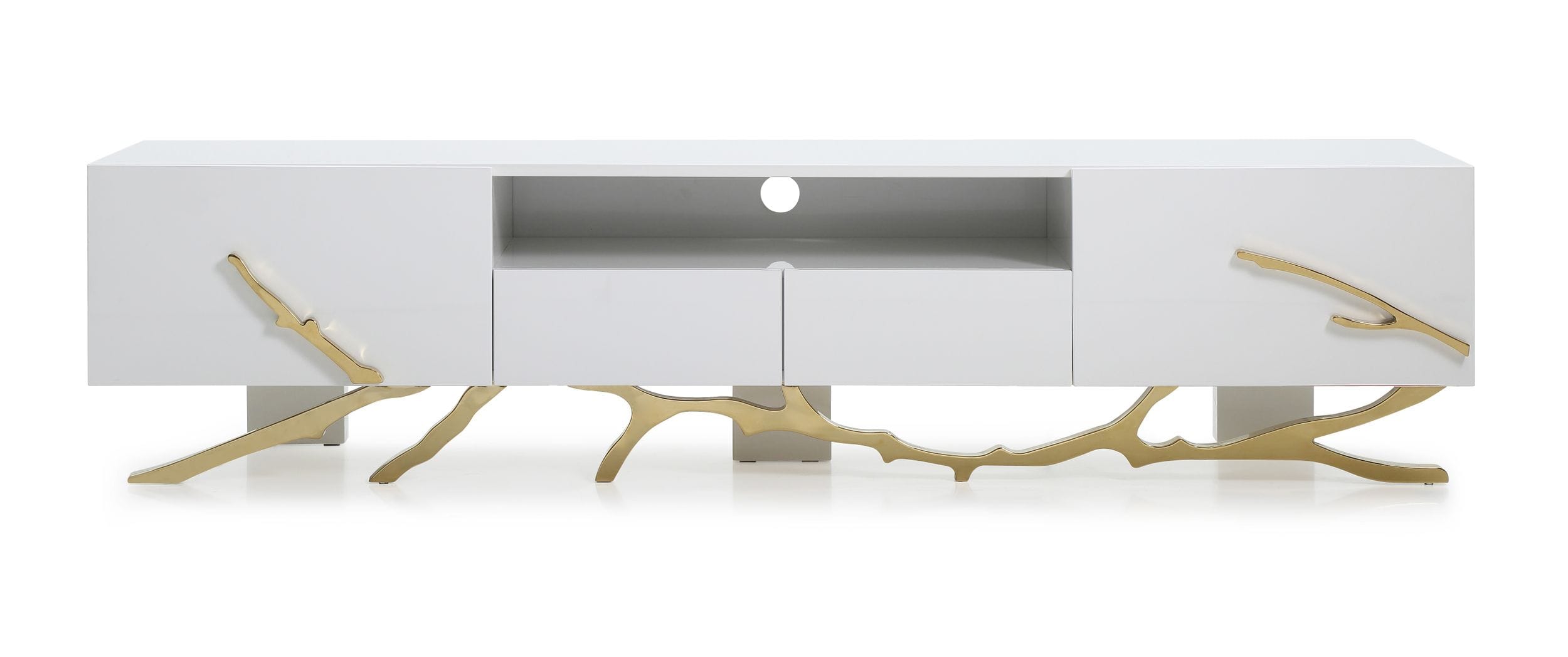 Modrest Legend Modern White & Gold 79" Tv Stand Model VGVCTV8111-WHTGLD