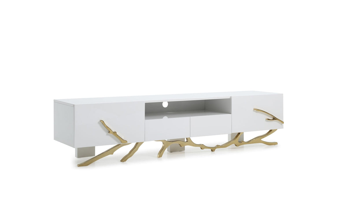 Modrest Legend Modern White & Gold 79" Tv Stand Model VGVCTV8111-WHTGLD