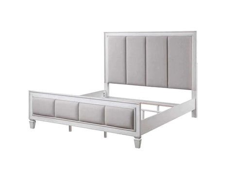 Katia Light Gray Linen, Rustic Gray & Weathered White Finish Eastern King Bed Model BD00659EK By ACME Furniture