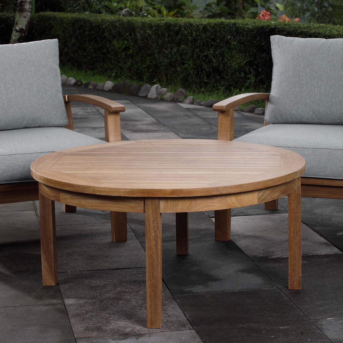 Marina Outdoor Patio Teak Round Coffee Table Modway Model: eei-1153
