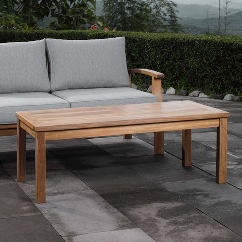 Marina Outdoor Patio Teak Rectangle Coffee Table Modway Model: eei-1154