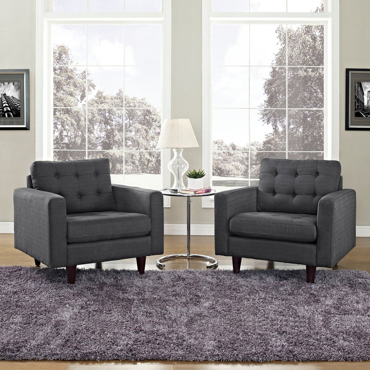 Empress Armchair Upholstered Fabric Set of 2 Modway Model: eei-1283