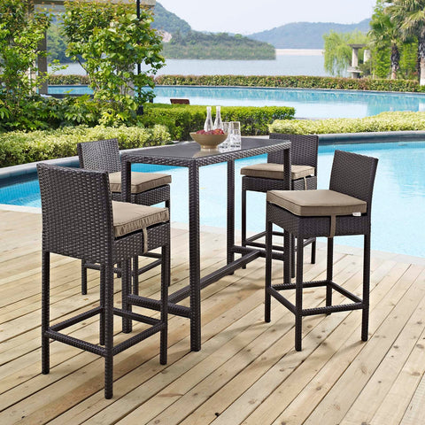 Convene 5 Piece Outdoor Patio Pub Set Modway Model: eei-1964