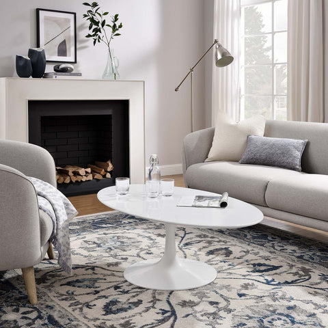 Lippa 48" Oval-Shaped Wood Top Coffee Table Modway Model: eei-2018