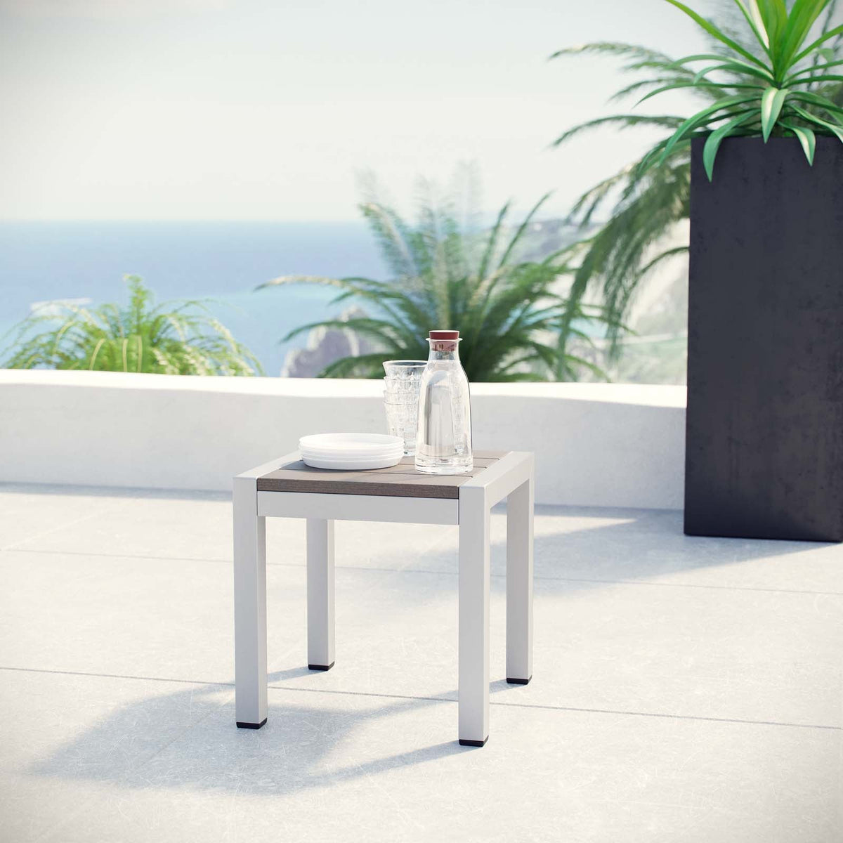 Shore Outdoor Patio Aluminum Side Table Modway Model: eei-2248