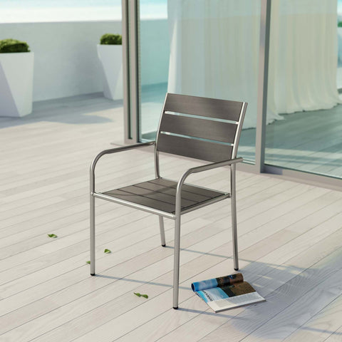Shore Outdoor Patio Aluminum Dining Rounded Armchair Modway Model: eei-2258