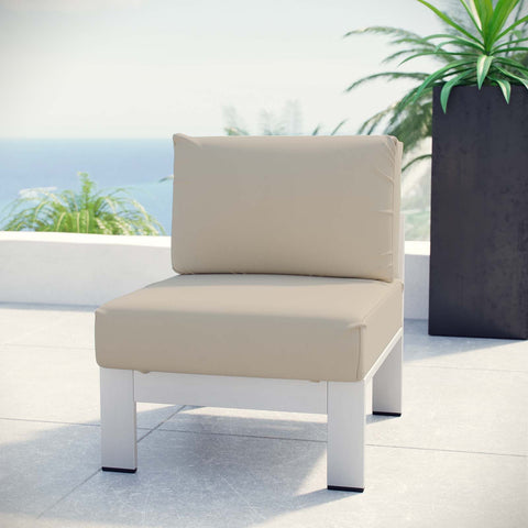 Shore Armless Outdoor Patio Aluminum Chair Modway Model: eei-2263