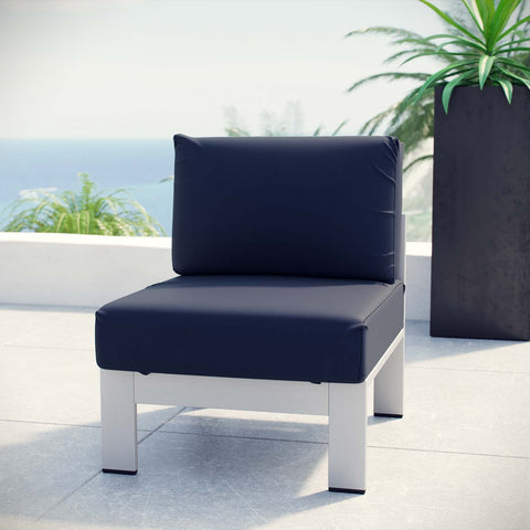 Shore Armless Outdoor Patio Aluminum Chair Modway Model: eei-2263