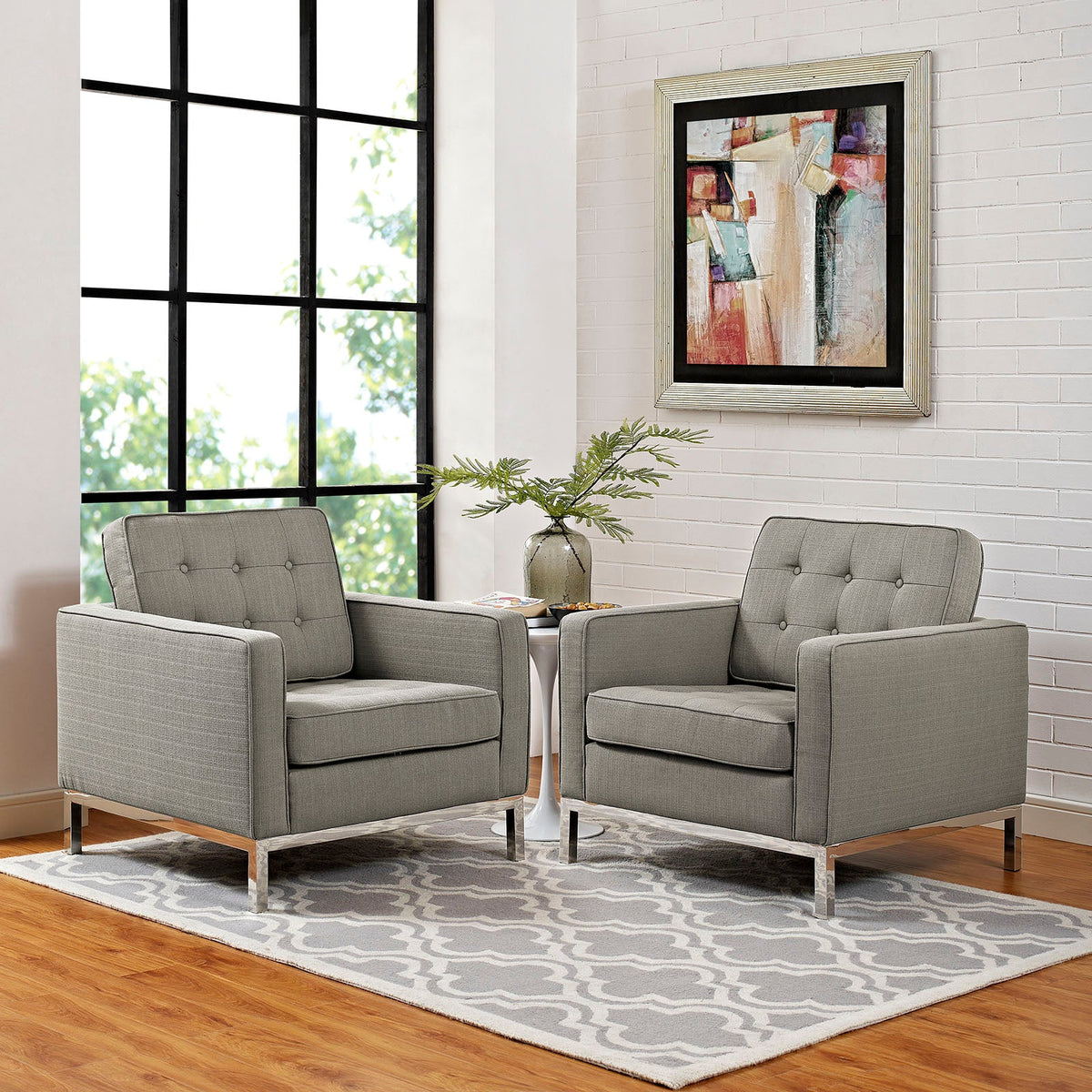 Loft Armchairs Upholstered Fabric Set of 2 Modway Model: eei-2440