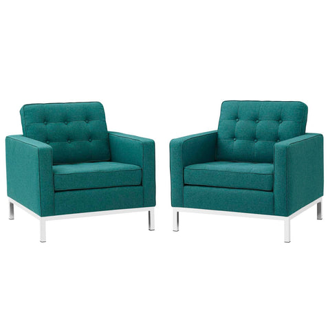 Loft Armchairs Upholstered Fabric Set of 2 Modway Model: eei-2440