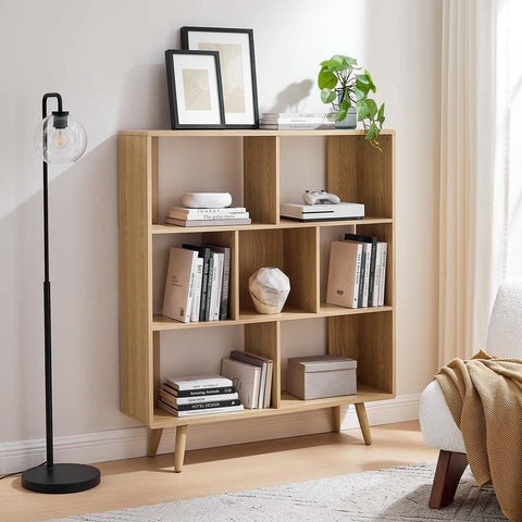 Transmit 7 Shelf Wood Grain Bookcase Modway Model: eei-2529