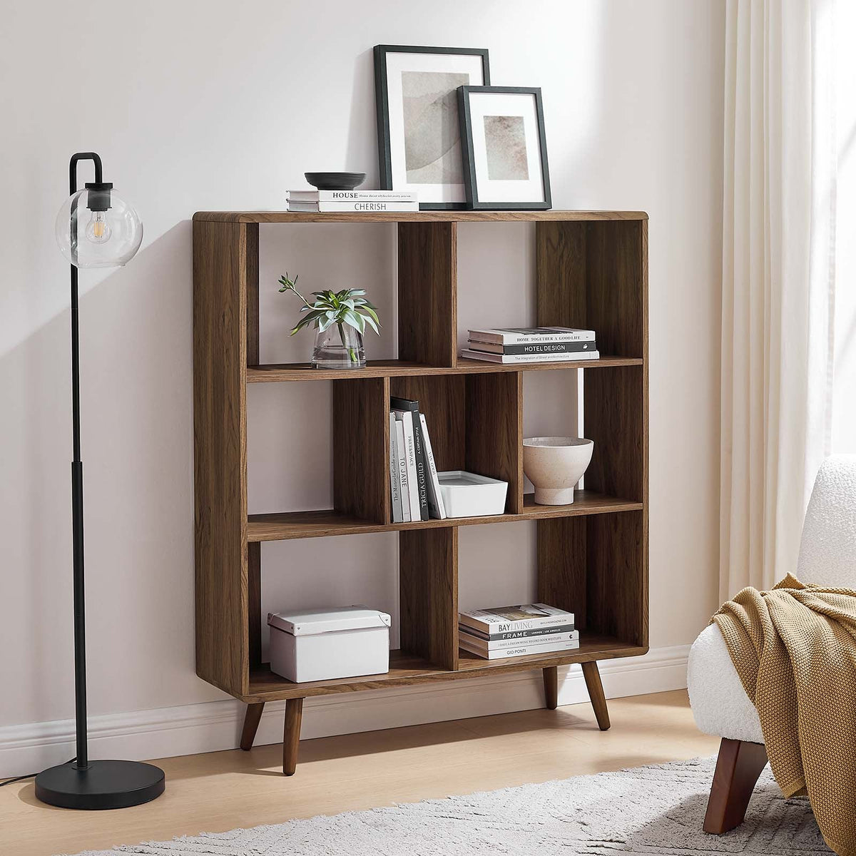 Transmit 7 Shelf Wood Grain Bookcase Modway Model: eei-2529