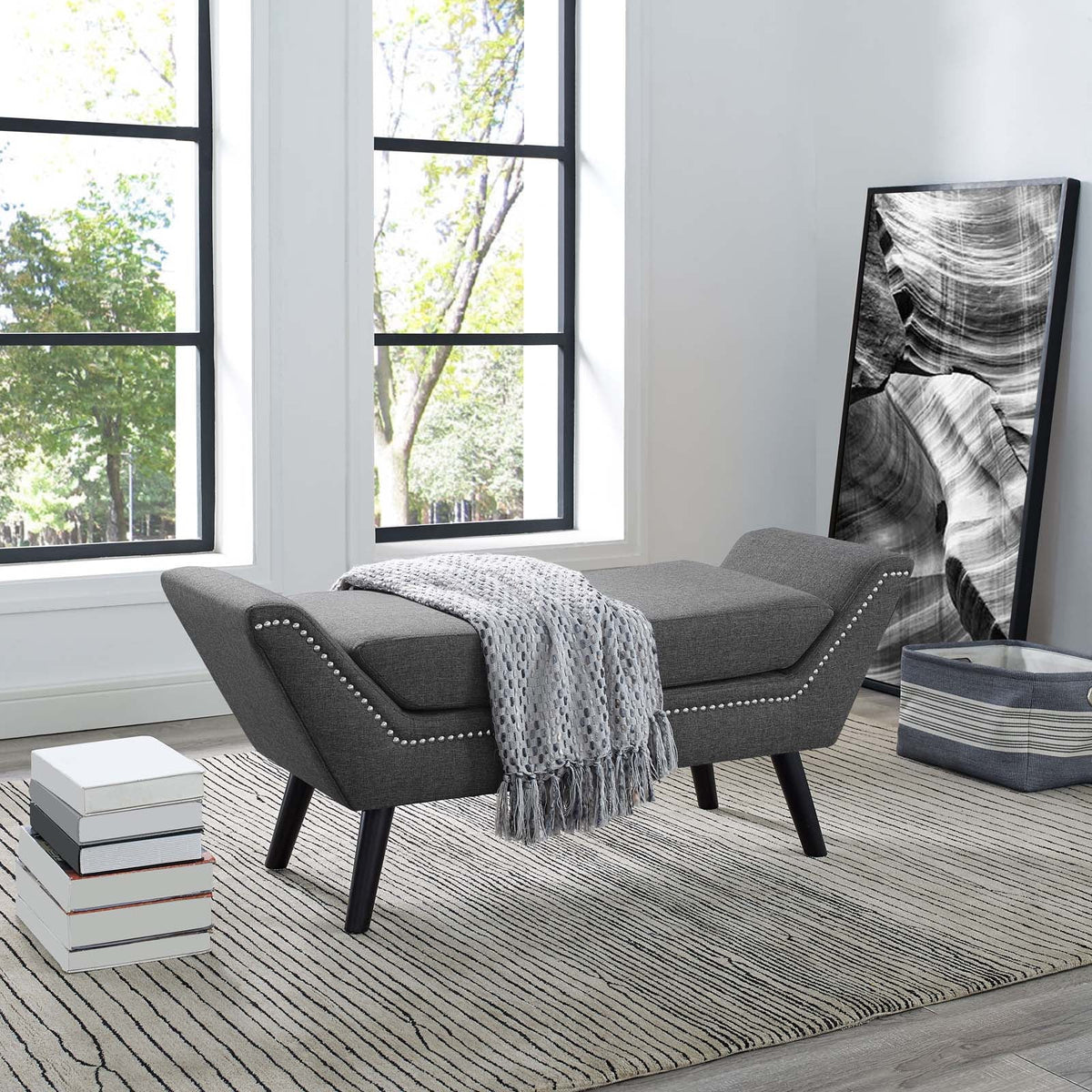Gambol Upholstered Fabric Bench Modway Model: eei-2575