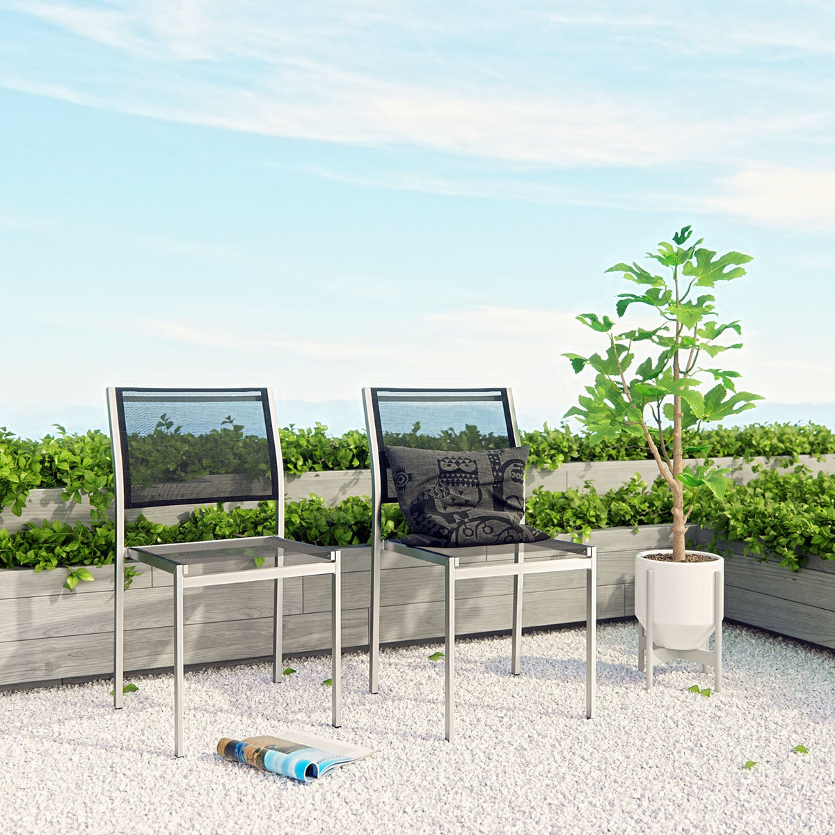 Shore Side Chair Outdoor Patio Aluminum Set of 2 Modway Model: eei-2585