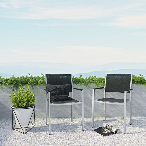 Shore Dining Chair Outdoor Patio Aluminum Set of 2 Modway Model: eei-2586