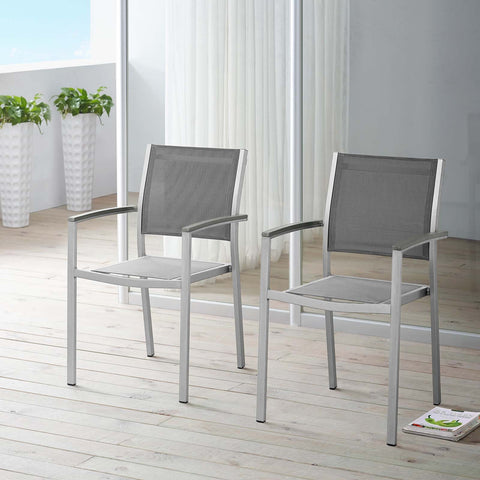 Shore Dining Chair Outdoor Patio Aluminum Set of 2 Modway Model: eei-2586