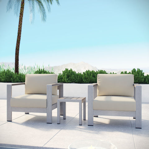 Shore 3 Piece Outdoor Patio Aluminum Set Modway Model: eei-2599