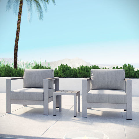 Shore 3 Piece Outdoor Patio Aluminum Set Modway Model: eei-2599