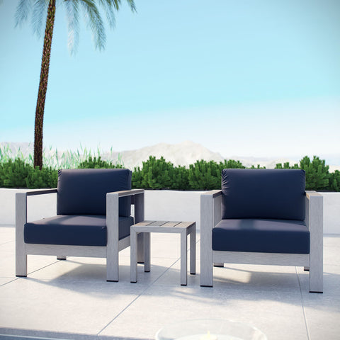 Shore 3 Piece Outdoor Patio Aluminum Set Modway Model: eei-2599