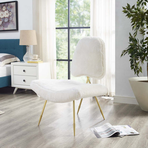 Ponder Upholstered Sheepskin Fur Lounge Chair Modway Model: eei-2810