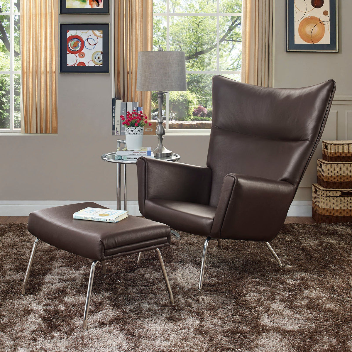Class Leather Lounge Chair Modway Model: eei-287